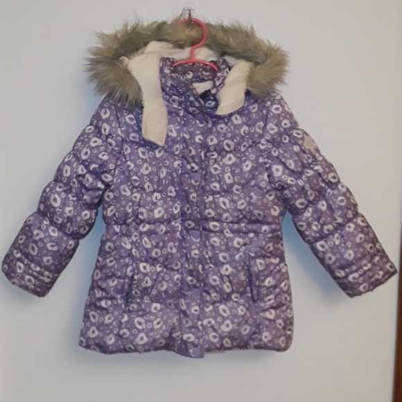 OshKosh B'gosh Girl's Purple Puffer Coat w/Detachable Hood Sz. 5/6 - Picture 1 of 6